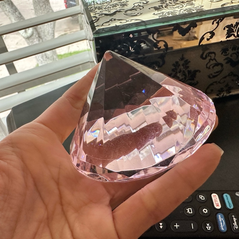Elegant Pink Crystal Diamond Paperweight